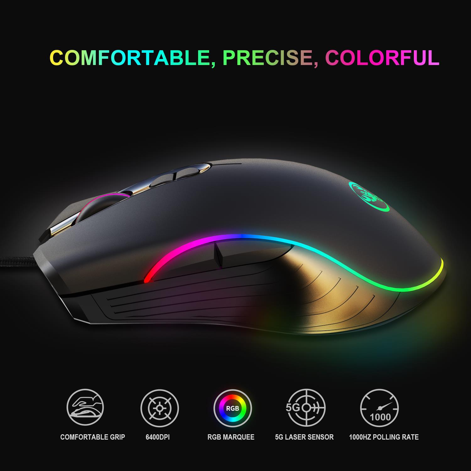 Chuột Chơi Game AMORUS HXSJ A867 Màu Dạ Quang RGB