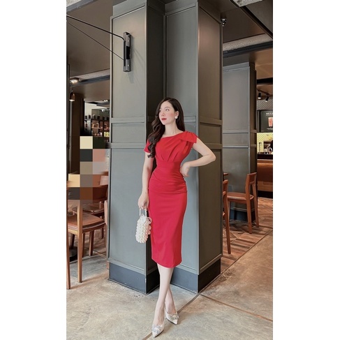 Váy body nữ dáng dài ngắn tay siêu tôn dáng a29,Váy đầm dự tiệc sang trọng công sở thiết kế tay ngắn