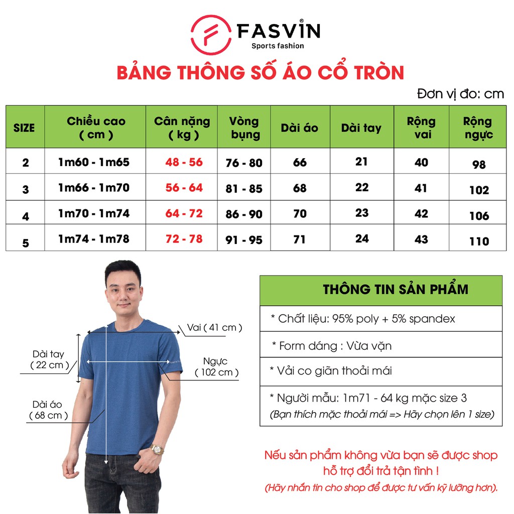 Áo thun thể thao nam Fasvin TS21460.SG chất vải poly mềm mại thoải mái co giãn tốt | BigBuy360 - bigbuy360.vn
