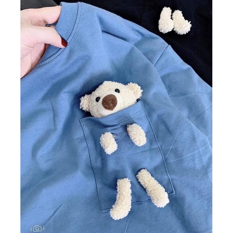 Áo Nỉ TEDDY BEAR Nữ 💕[FREESHIP] 💕 Áo Gấu -Phông Dài Tay Dáng Rộng Phối Túi Gấu Unisex | BigBuy360 - bigbuy360.vn