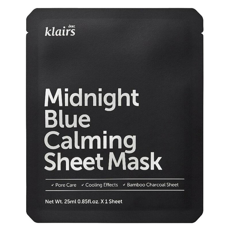 Mặt Nạ Klairs Hỗ Trợ Làm Sạch &amp; Dịu Mát Da Midnight Blue Calming Sheet Mask 25ml