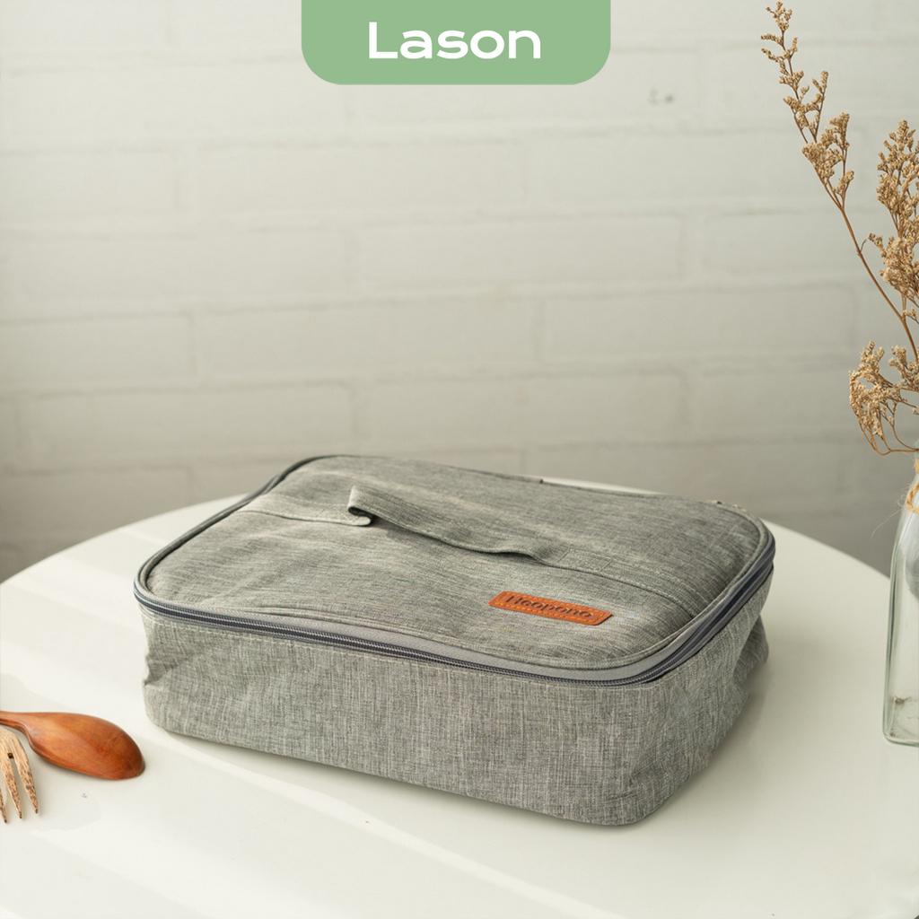 Túi đựng hộp cơm chữ nhật basic LASON, túi giữ nhiệt ca men, cặp lồng TC00722