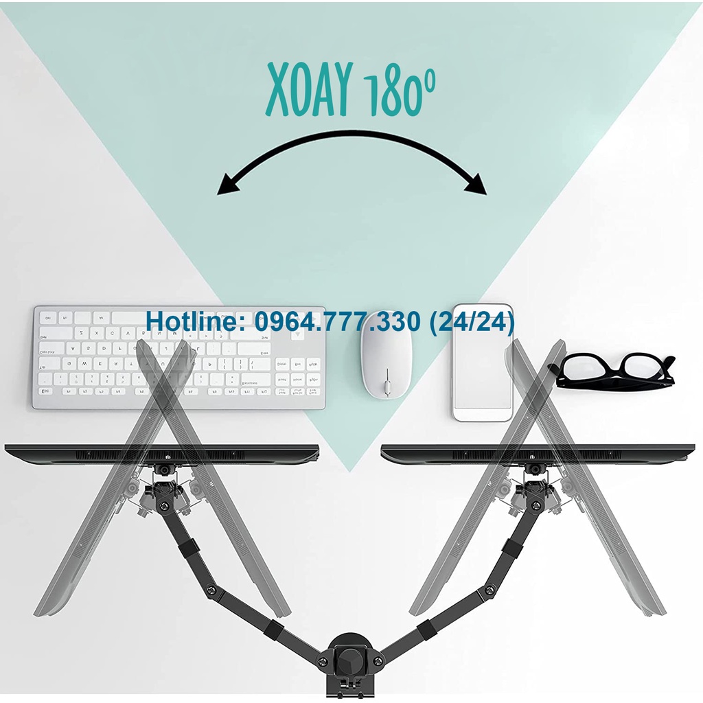 M052 Giá Treo 2 Màn Hình- Giá Đỡ 2 Màn Hình/ Xoay 360 độ - [Màn hình 17 - 27 Inch] [ Rẻ Hơn #F160 #H180 #F195A]