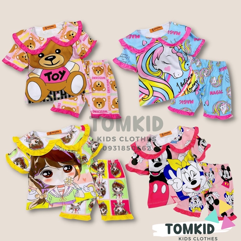 Đồ bộ cho bé gái set đồ bé gái cổ bèo chất thun lạnh chính phẩm loại 1 dày dặn không nhão vải 10-40kg Tomkids