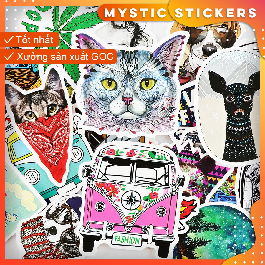 [SET TỔNG HỢP #9] 100 Sticker chống nước/ trang trí, set mix ,dán xe laptop mũ bảo hiểm vali...