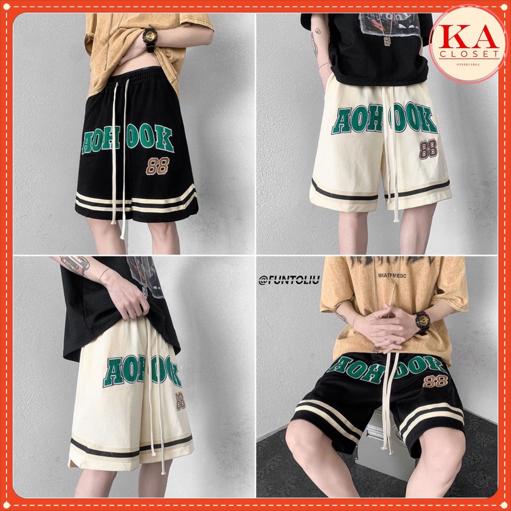 Quầ đùi kaki 88 Chất kaki from rộng, hình in, cạp chạy kansai luồn dây to