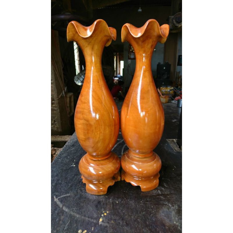 căpj lục bình, đôi tì bà gỗ tràm cao 41 cm
