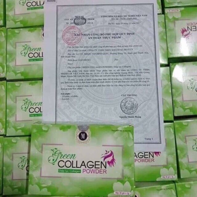 Diệp lục Collagen (hộp 30 gói x3g) chuẩn công ty