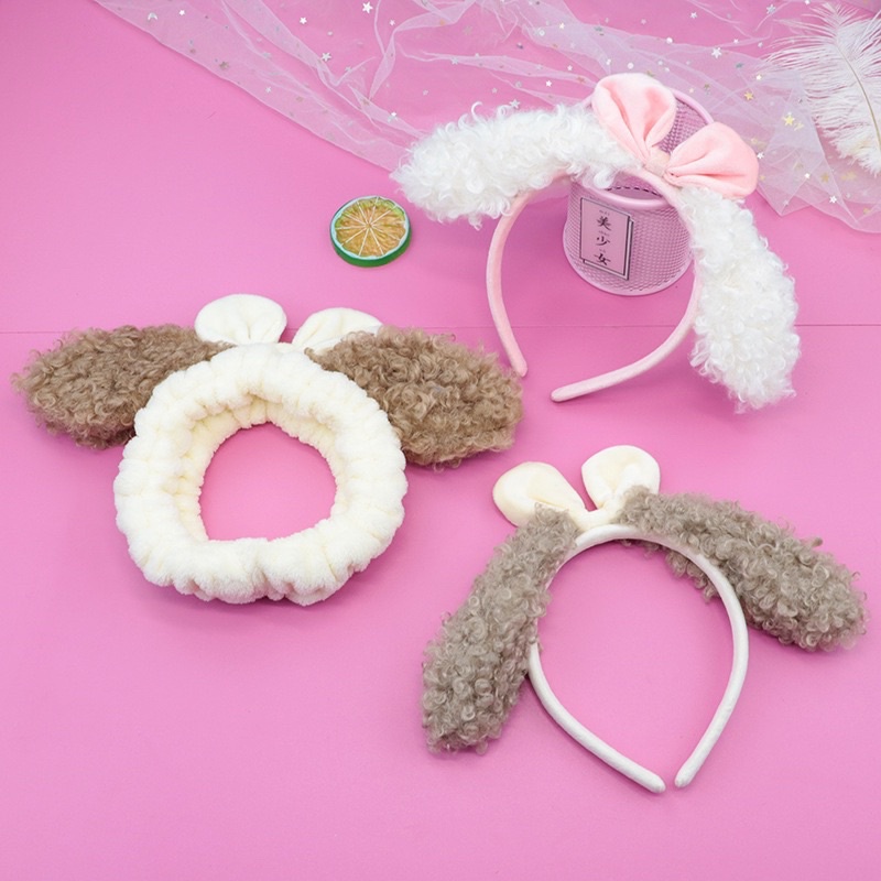 CC46 băng đô bờm tóc nữbăng đô cài tóc bờm tóc chó puppy lông xù nơ