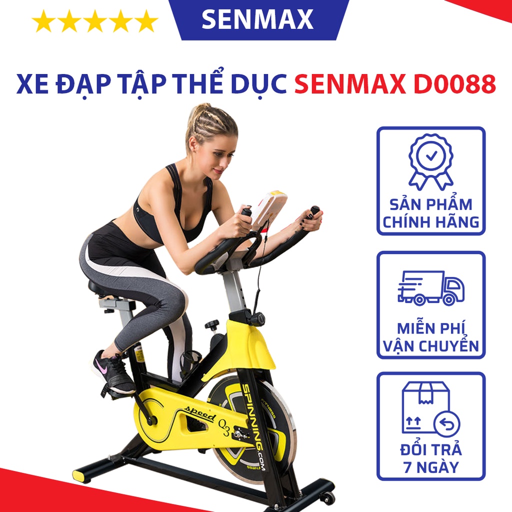 Xe đạp tập thể dục tại nhà Senmax D0088, khung thép chắc chắn, bàn đạp chống trượt giúp tăng cơ giảm mỡ - BH 12 tháng