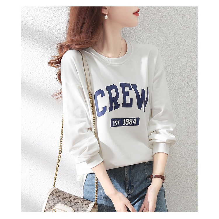 A021 Áo thun dài tay hè thu đông drew nam nữ dáng rộng, áo phông Unisex đen trắng form to tay bo cổ tròn trẻ trung