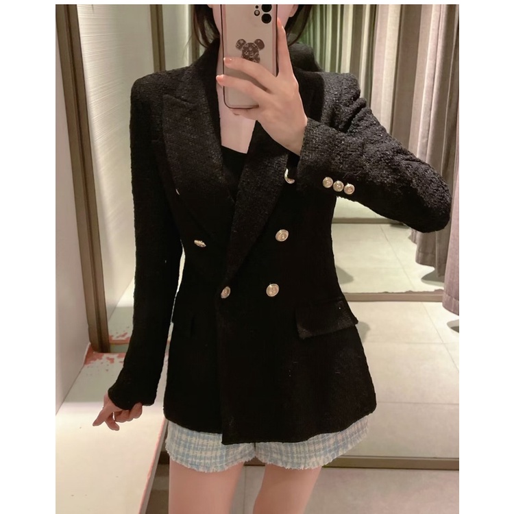 ZARA  Áo Khoác Blazer Hai Hàng Nút Phong Cách Âu Mỹ Thời Trang Mùa Thu 2022 Zara7553457 7553/457
