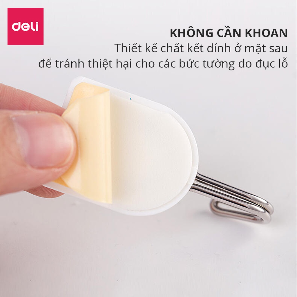 [Mã LIFEMALL2503 giảm 50K đơn 99K] Móc treo Deli dán tường màu trắng (Set 3 cái) - 19351