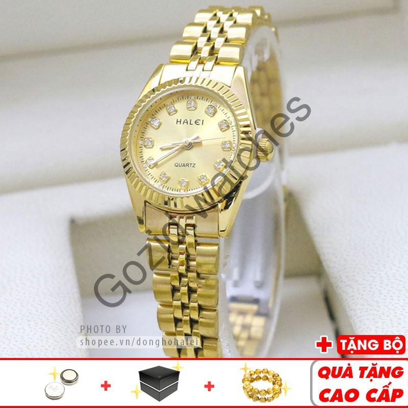Đồng hồ nữ Halei 9999 Gold chính hãng thời trang dây vàng quyến rũ HAL01 -Gozid.watches