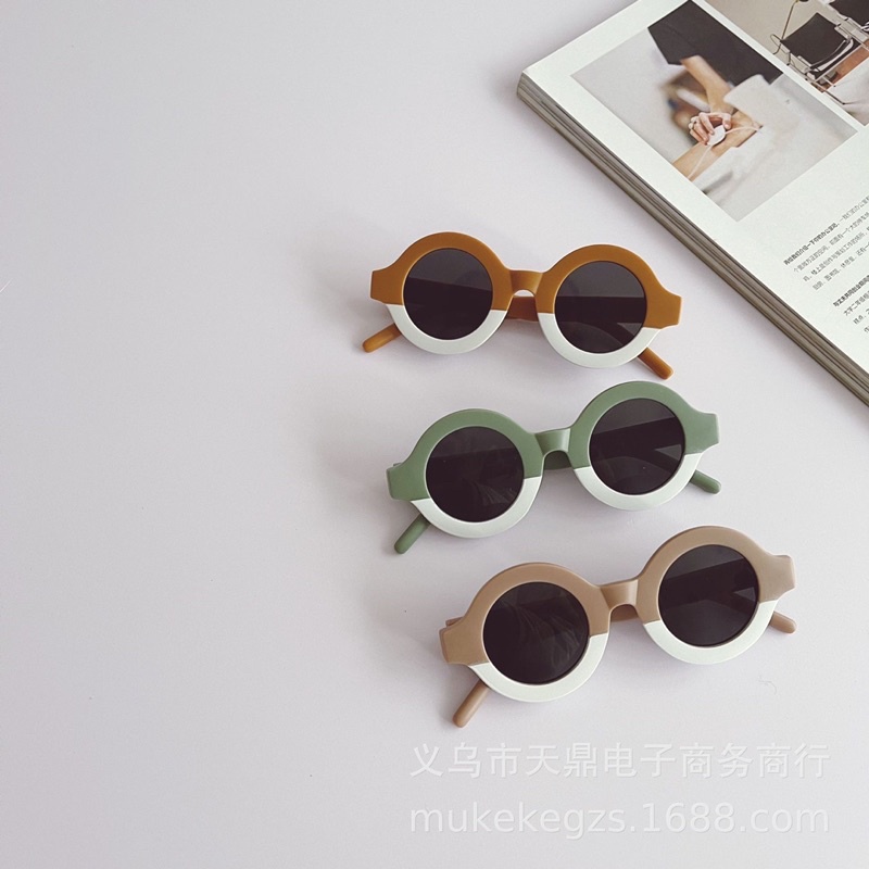 Kính Thời Trang Cho Bé, Kính Tròn 2 Màu Cá Tính