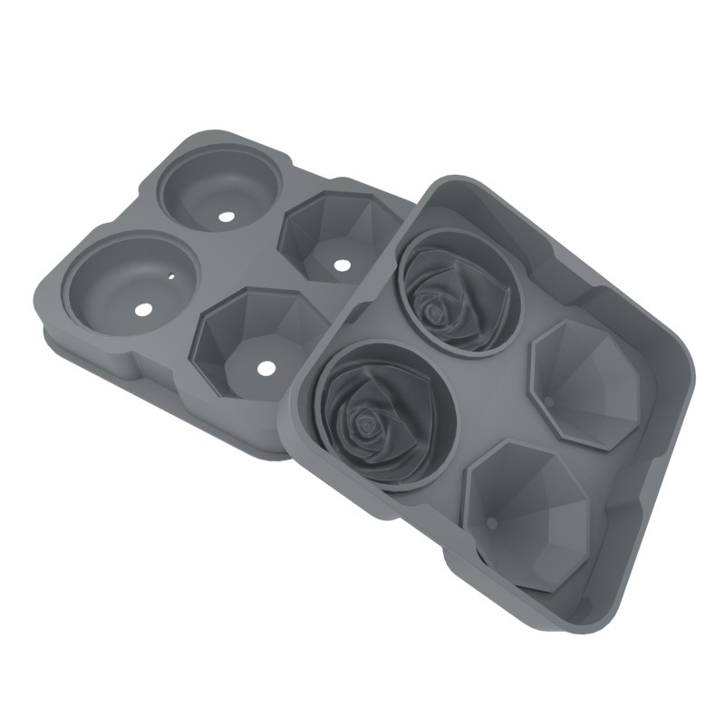 Khuôn Silicone Làm Nước Đá 4 Ngăn Tạo Hình Viên Kim Cương