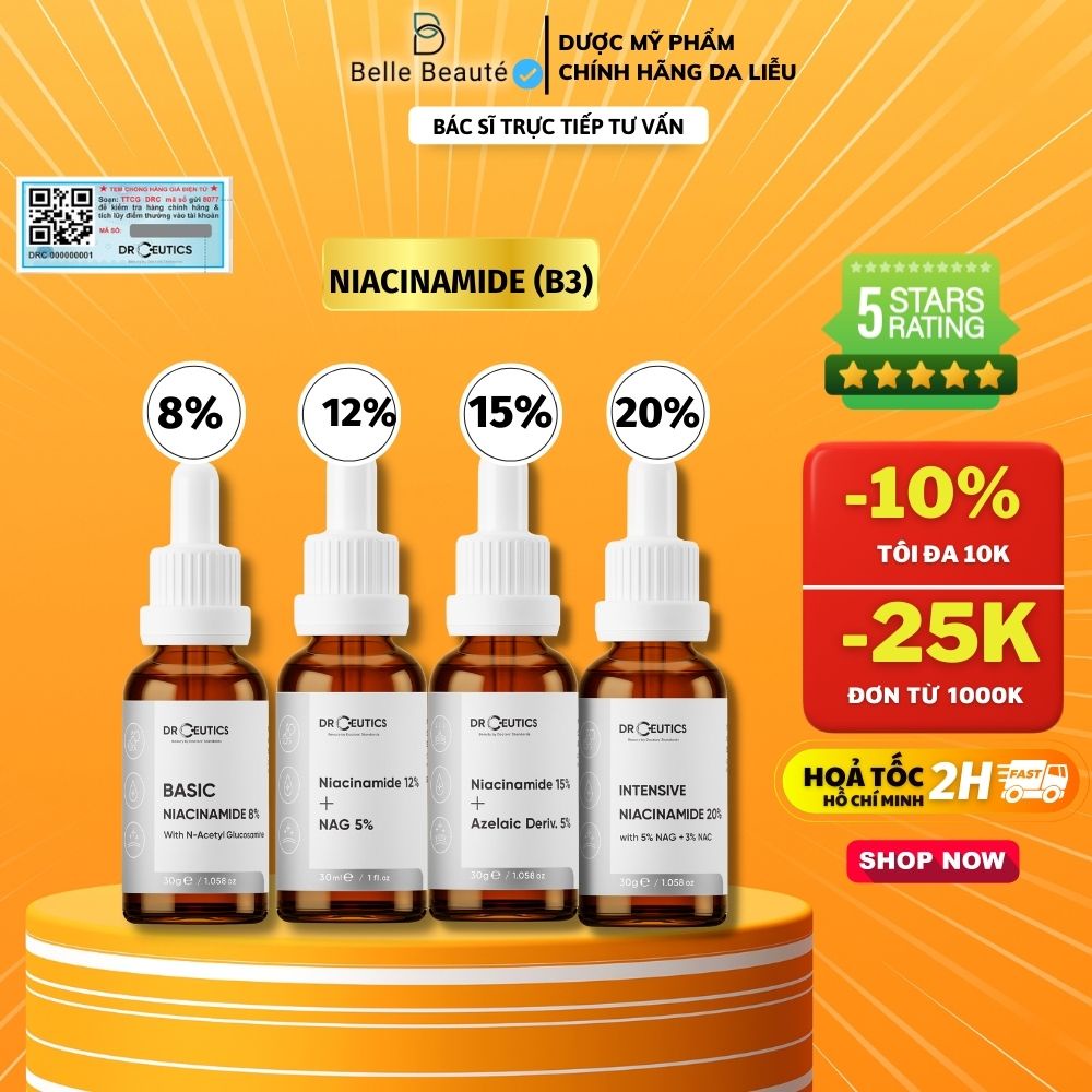 Serum Niacinamide DrCeutics Giảm Thâm Sáng Da Kiềm Dầu 30ml 100ml