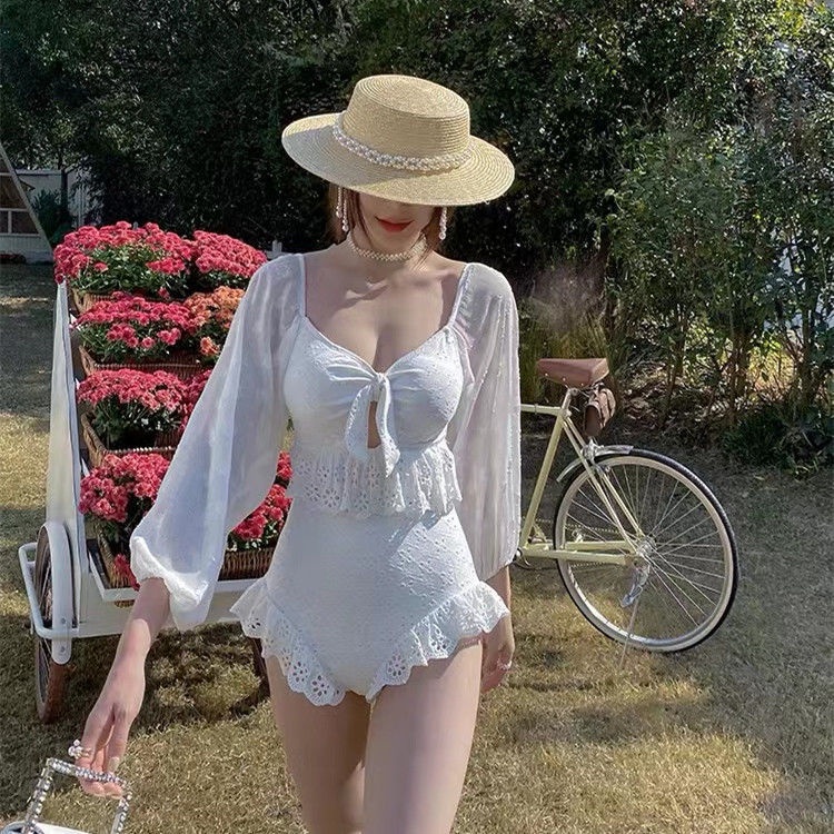 Bộ Đồ Bơi Một Mảnh Tay Dài Phối Ren Cao Cấp Quyến Rũ Dành Cho Nữ