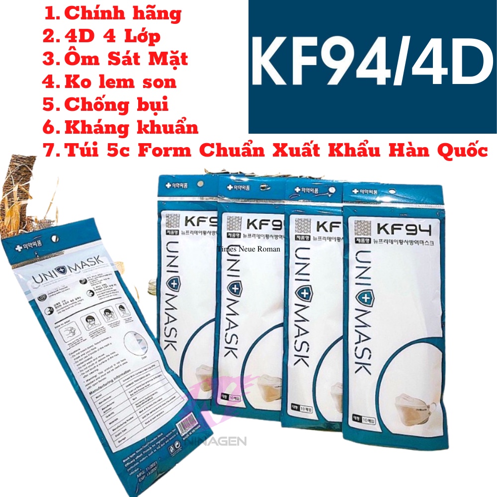 Khẩu trang cá kháng khuẩn 4D KF94 ôm sát mặt lọc bụi công nghệ Hàn Quốc 4 Lớp-khẩu trang 3D-NinaGen