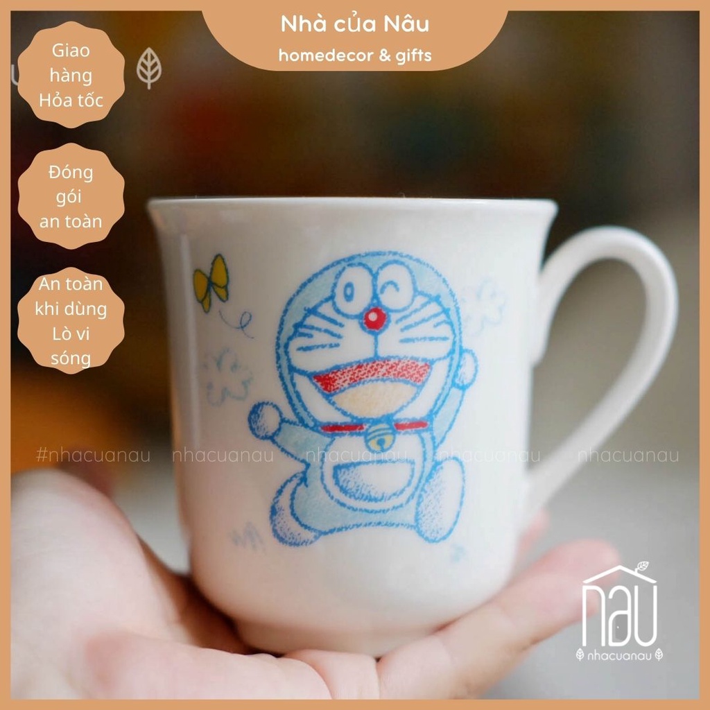 Cốc ly tách gốm sứ Doraemon siêu ngộ nghĩnh thể tích phù hợp cho bé yêu và các bạn yêu mến Đô rê mon
