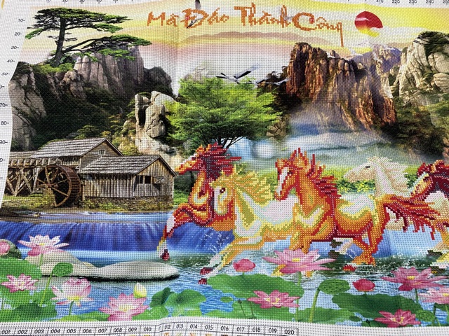 Tranh thêu chữ thập 8 con ngựa mã đáo thành công phong cảnh 5D AIluo AL53592_chưa thêu | BigBuy360 - bigbuy360.vn