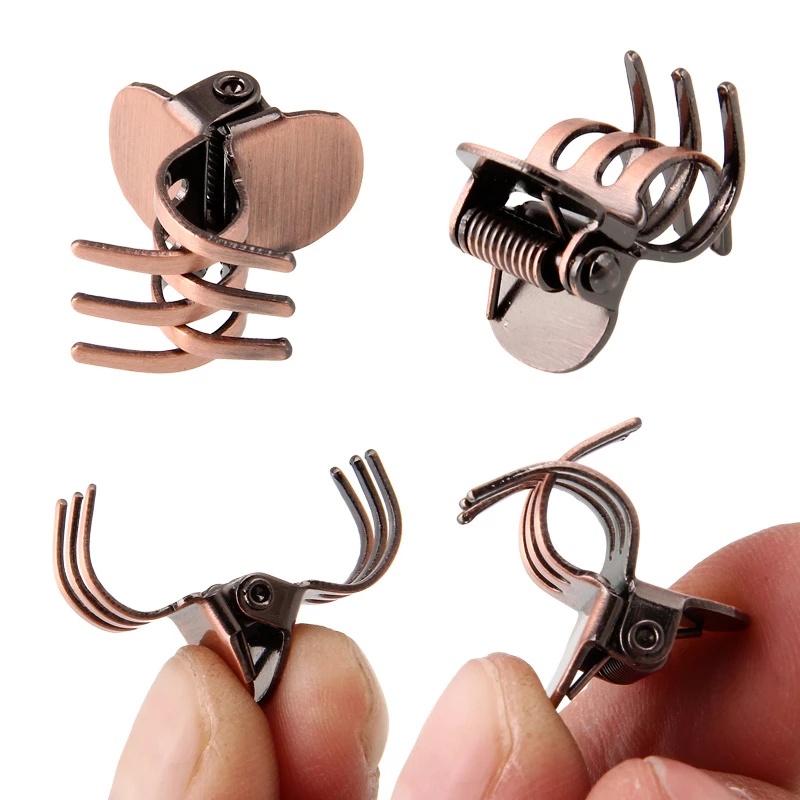 1 Cặp Kẹp Tóc Kim Loại Mini Màu Vàng/Bạc/Bạc Thời Trang Cổ Điển Cho Nữ