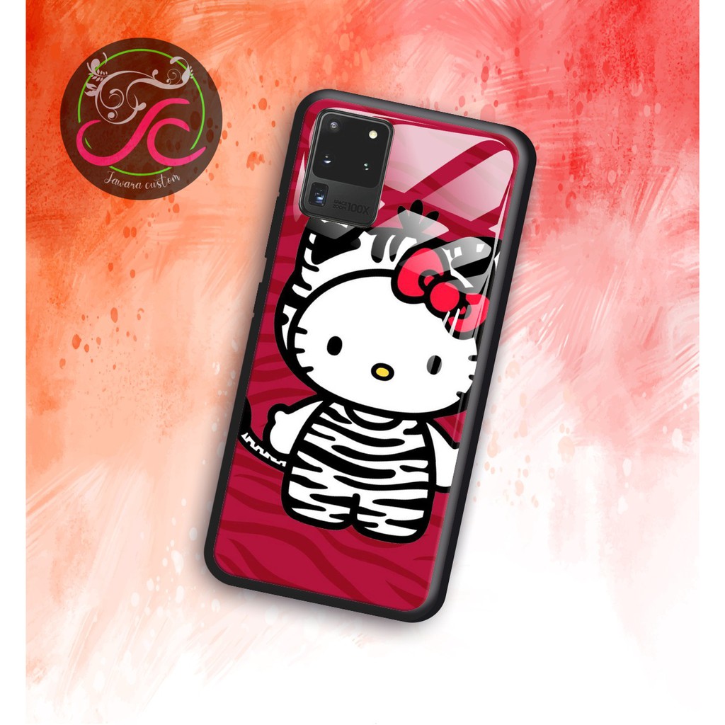 Lưng Ốp Điện Thoại Mặt Kính Hình Hello Kitty Cho Samsung J2prime G530prime A10 A20 A30 A20s A50 A50s A21s A01 A11 Jw1001