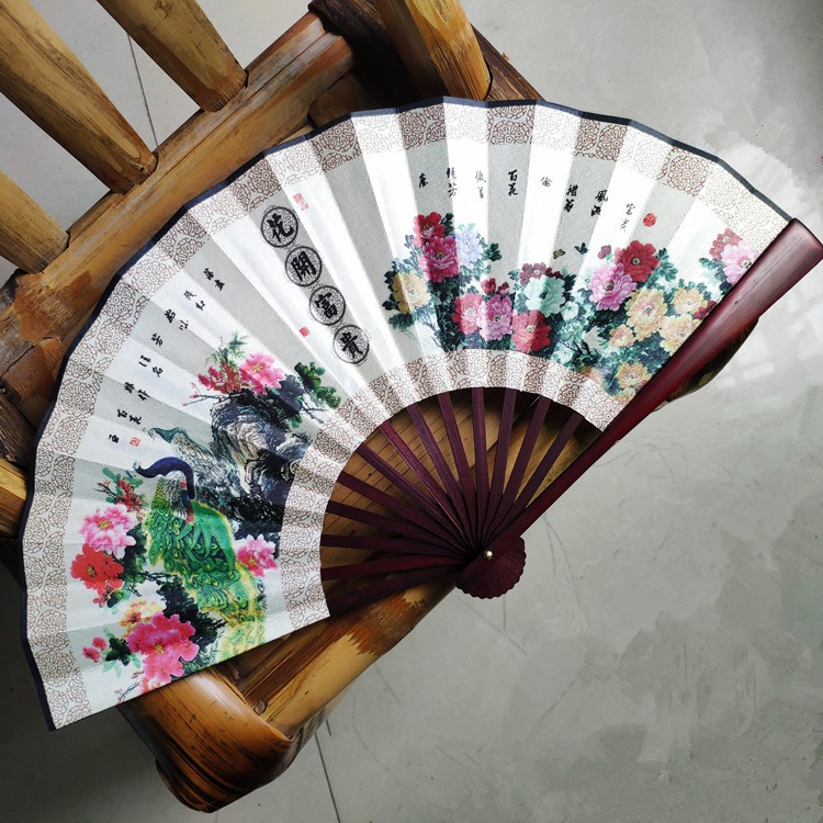 Quạt cổ trang nam Hoa sen loại to
