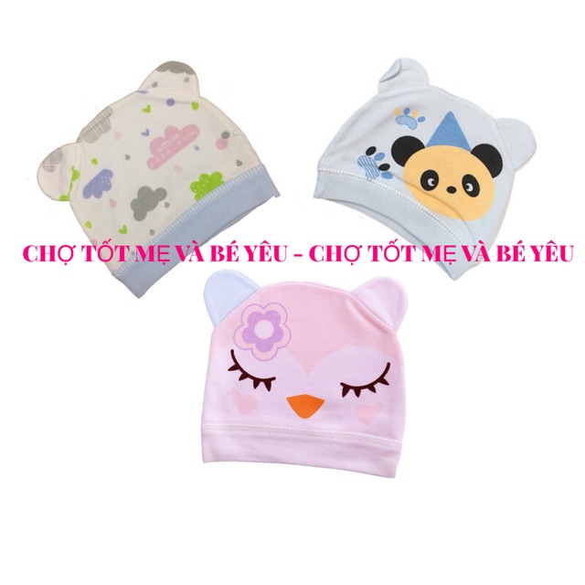 Nón Cho Bé Sơ Sinh Cotton Mềm Mại_Nón Tai Thú Nhiều Mẫu