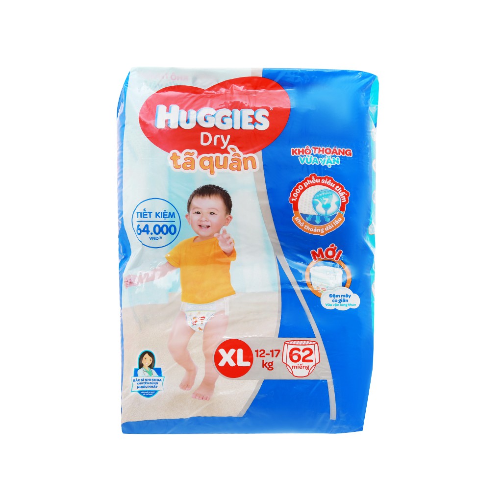 Tã quần Huggies Dry size XL 62 miếng (cho bé 12 - 17kg)