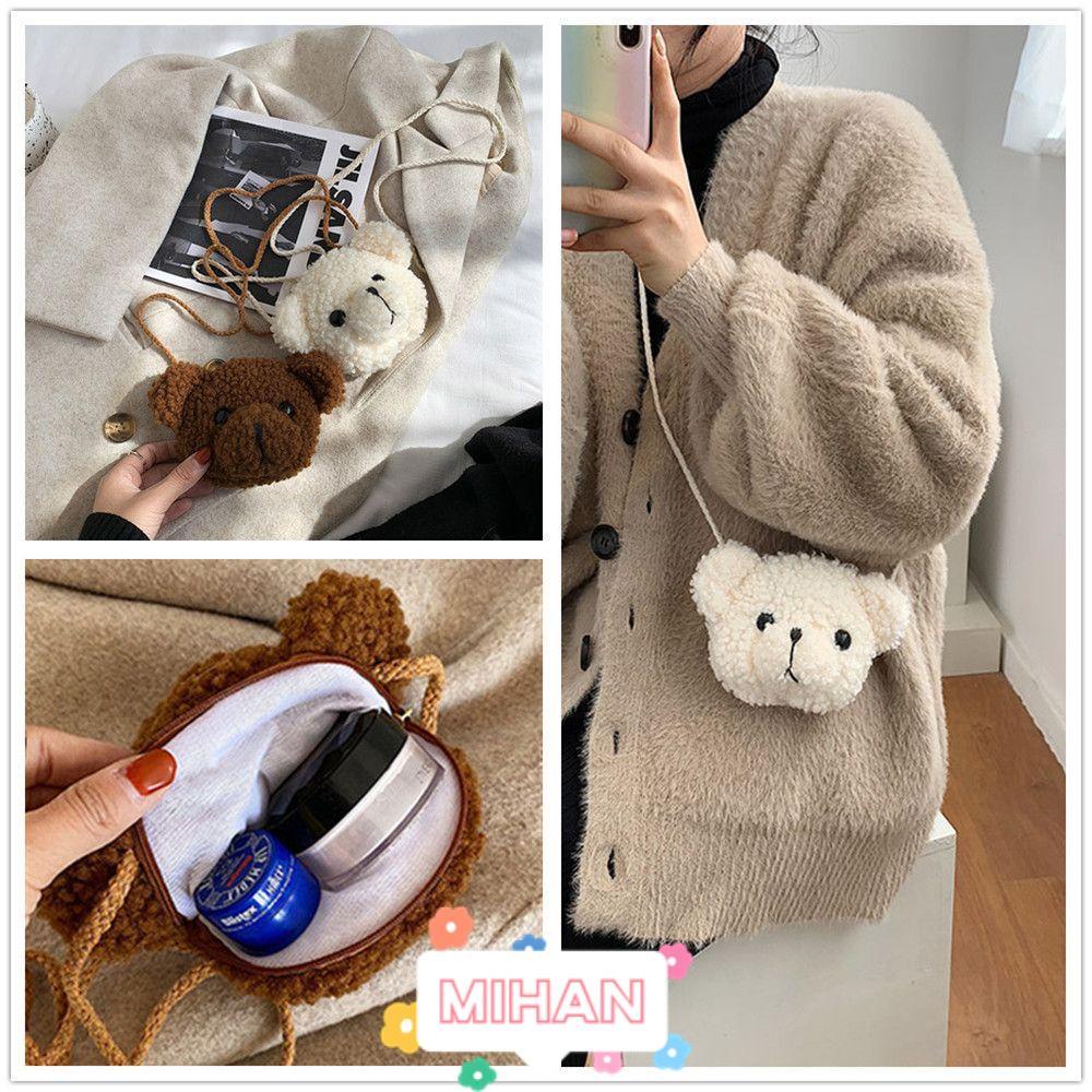 Túi đeo chéo messenger thiết kế gấu bông hoạt hình đáng yêu thời trang dành cho nữ