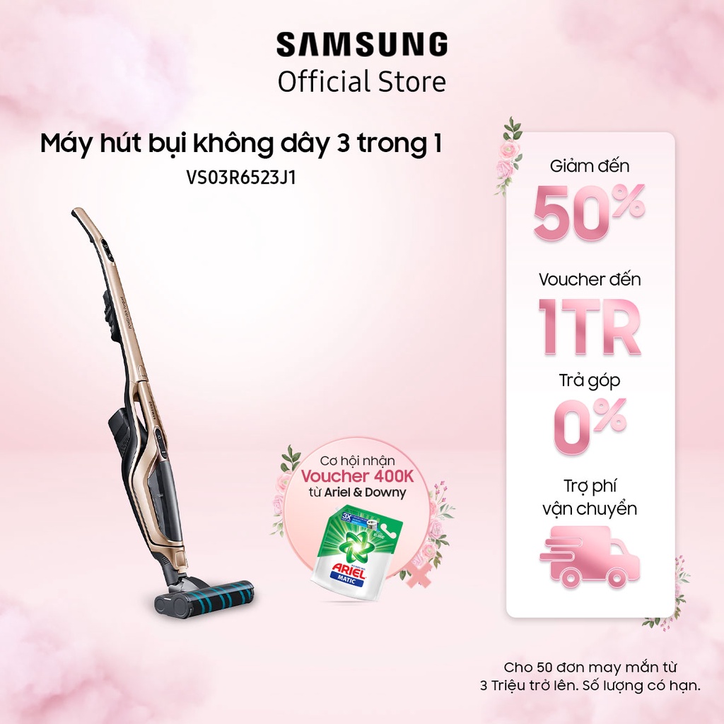 [Mã ELSAM5 giảm 10% đơn 500K] Máy hút bụi không dây 3 trong 1 Samsung VS03R6523J1 - Hàng chính hãng