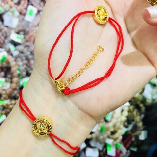 Vòng Tay Bánh Xe Pháp Luân Kết Hợp Chỉ Đỏ May Mắn