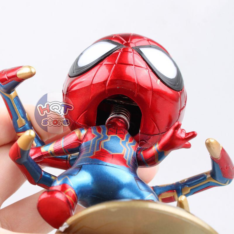 Mô hình iRon Spider Man Chibi K&amp;I đầu lắc lư (Có LED) - Avengers 3 Infinity War - Cuộc Chiến Vô Cực