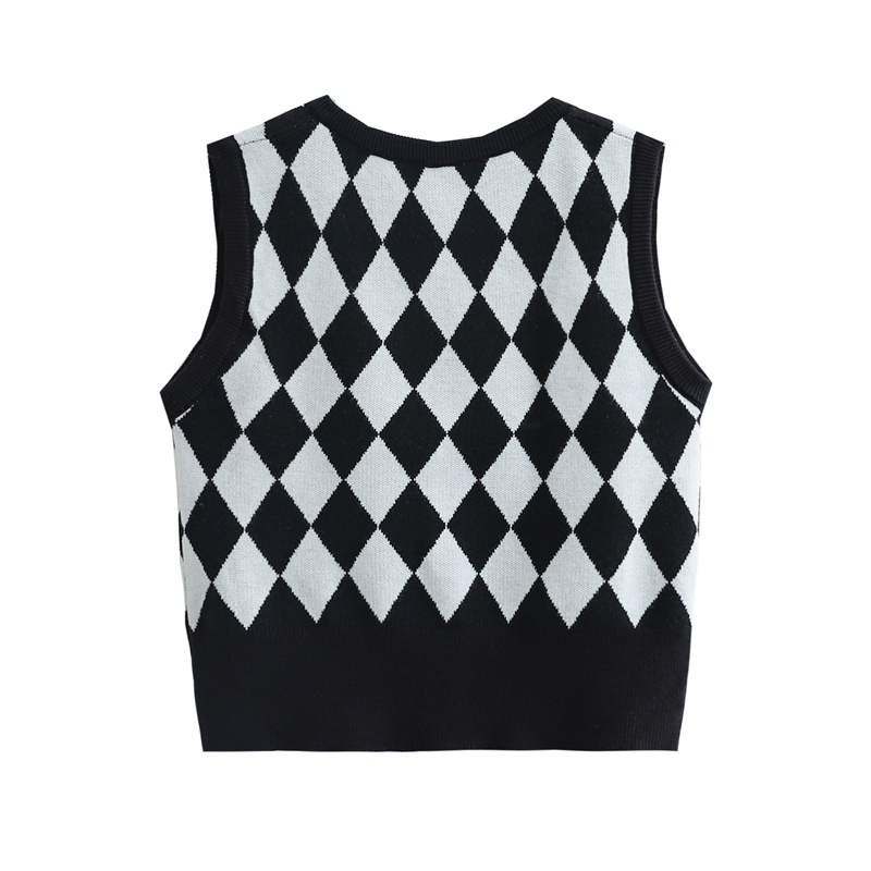 Áo len NZN không tay cổ chữ V họa tiết sọc caro thời trang cao cấp cho nữ