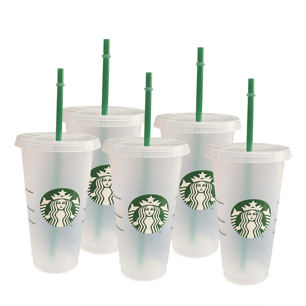 *COD* Starbucks Ly nhựa 24OZ Cốc đựng nước uống đổi màu Reusable Color Changing Cold Cupkèm nắp đậy và ống hút độc đáo TTS