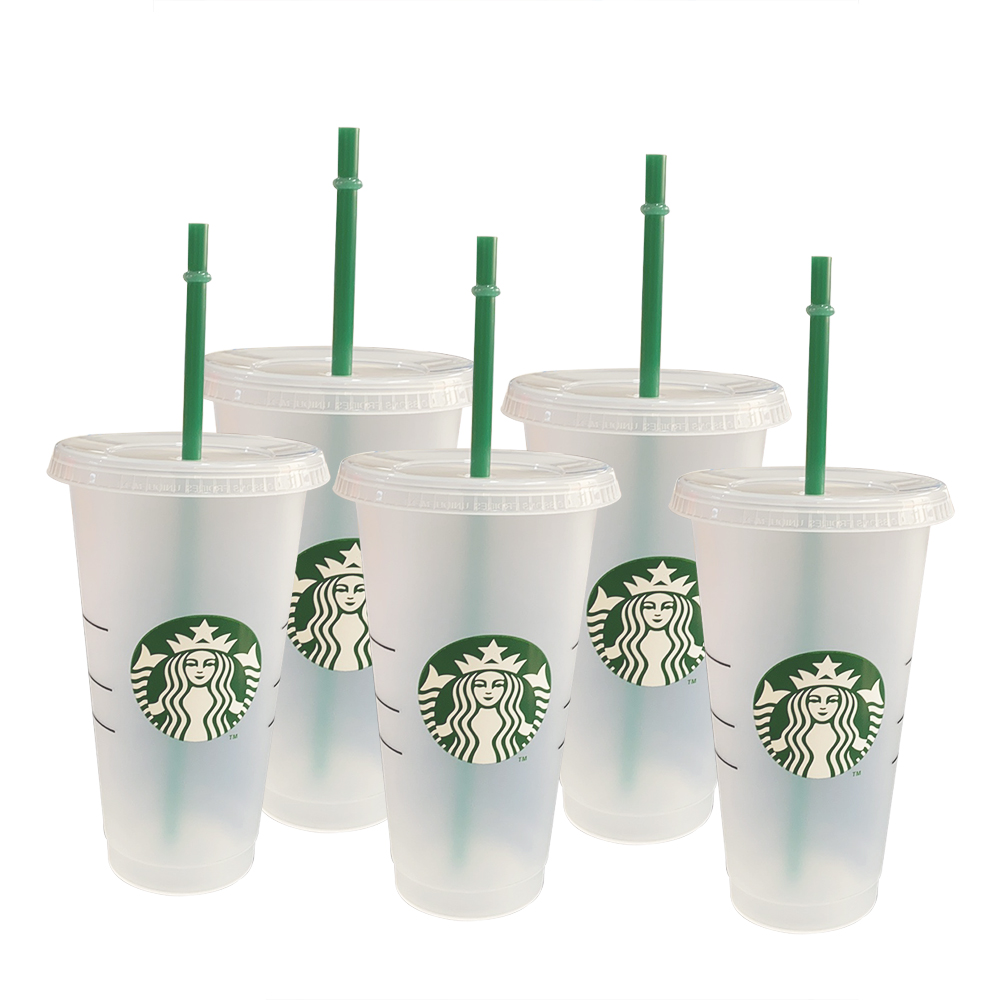 Ly Nhựa Uống Nước Starbucks Thay Đổi Màu Sắc Có Nắp Đậy Và Tái Sử Dụng Được 24 Oz