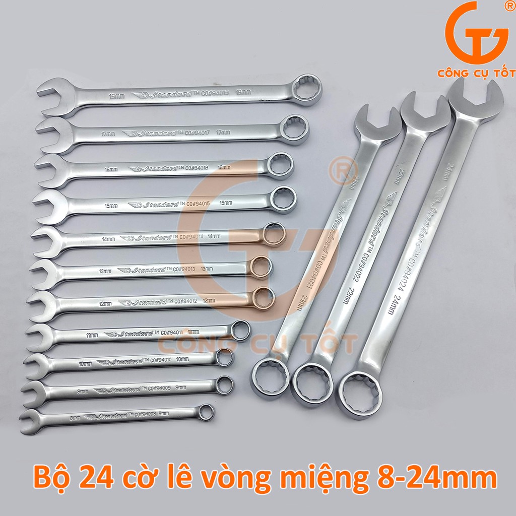 Bộ 14 cờ lê vòng miệng 8-24mm Standard Đài Loan