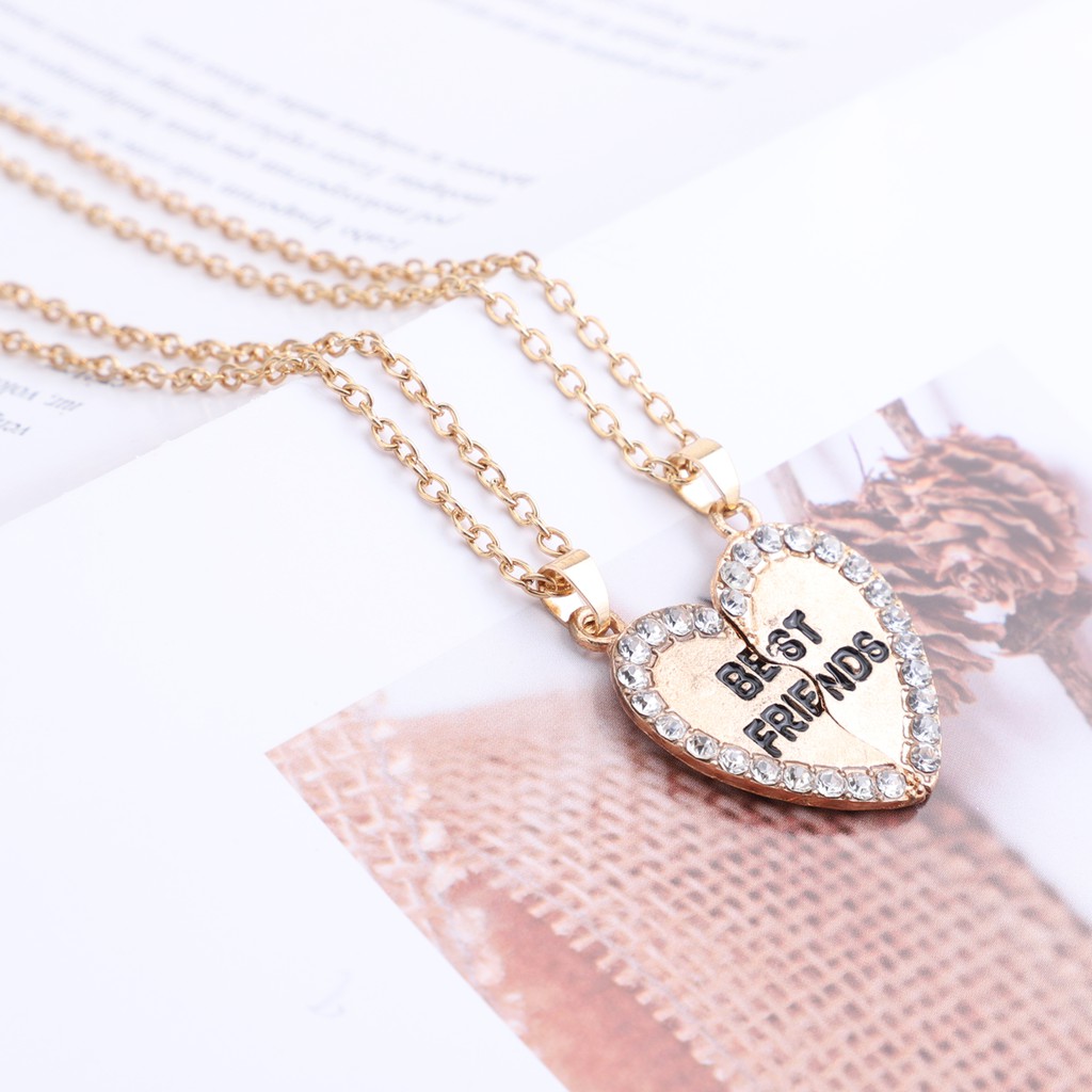 Set 2 Vòng Cổ Tình Bạn Mặt Nửa Trái Tim Khắc Chữ Best Friend Độc Đáo