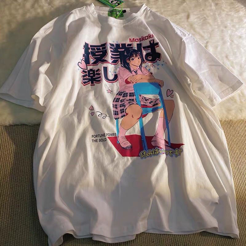 Áo Thun Ngắn Tay Họa Tiết Anime Nhật Bản Thời Trang Cho Nữ