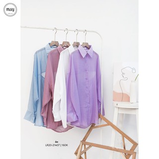 Áo sơ mi oversize trơn cutout lưng #301
