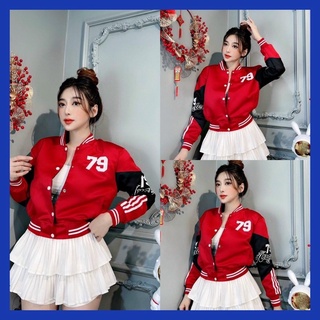 Áo khoác crotop bomber nữ polyester cao cấp 2 lớp siêu đẹp