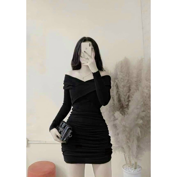 Đầm Body Nữ Cổ Tim Trễ Vai Màu Đen Tôn Dáng Phù Hợp Đi Tiệc, Đi Chơi, Dạo Phố [NEW UNISEX]