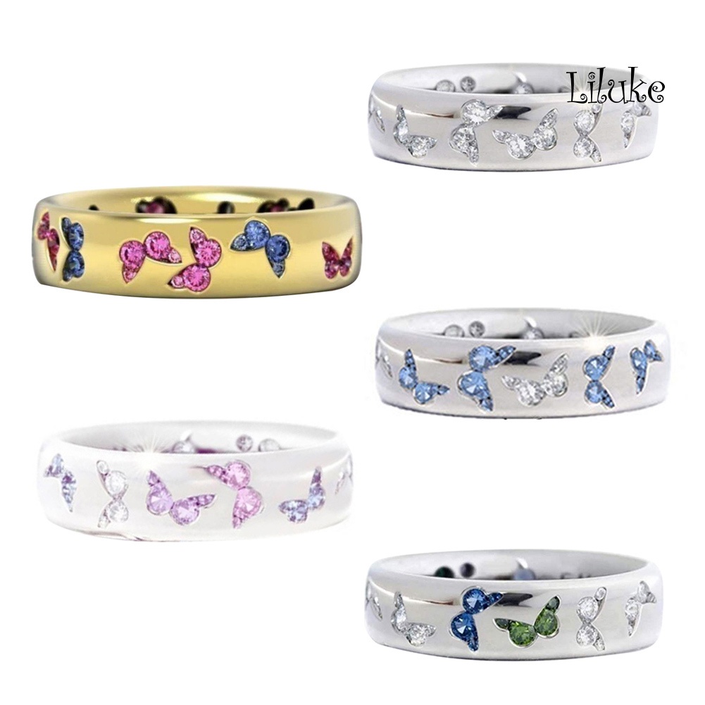 Nhẫn Mạ Bạc Trang Trí Hình Bướm Đính Đá Thời Trang Cho Nữ