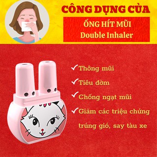 Ống Hít Mũi, ống Hít Thông Mũi Thảo Dược Hình Thú Đôi Double Inhaler Hình Thú Thái Lan