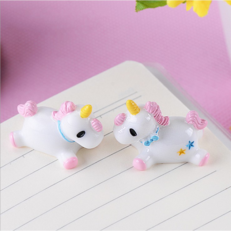 Mô hình ngựa kỳ lân unicorn bờm hồng cho các bạn làm trang trí tiểu cảnh, terrarium, DIY