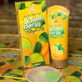 Chính Hãng TẨY DA CHẾT CHANH BẠC HÀ COLLAGEN X3 200ml, tẩy tế bào chêt Collagen X3 Đông Anh
