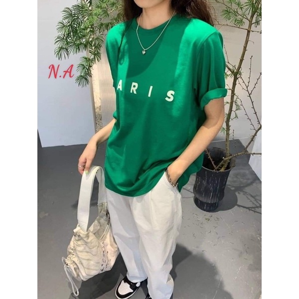 Set áo Paris + quần ống xuông kaki trắng COS588