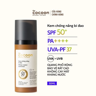 Kem chống nắng bí đao quang phổ rộng SPF 50 +, PA ++++ Cocoon 50ml