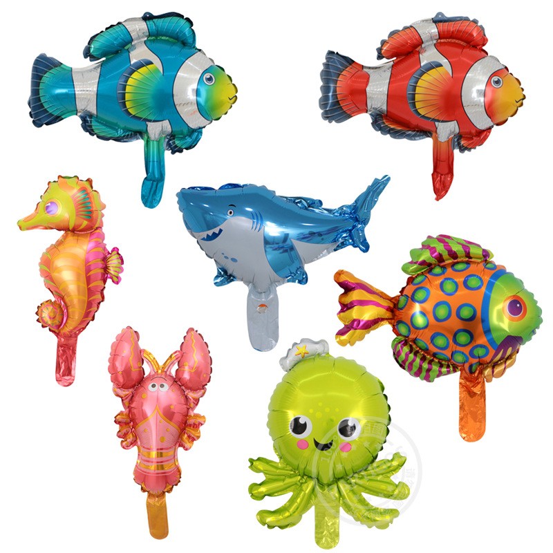 Bóng bay hình con vật cá, tôm, cua và sinh vật biển trang trí sinh nhật cho bé
